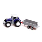 Трактор металлический «Фермер», с прицепом, цвет синий - Фото 3