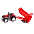 Трактор металлический «Фермер», с прицепом, цвет красный - Фото 3