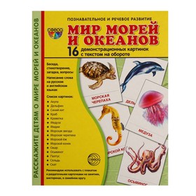 Демонстрационные картинки "Мир морей и океанов" 16 шт, 17 х 22 см 9452161