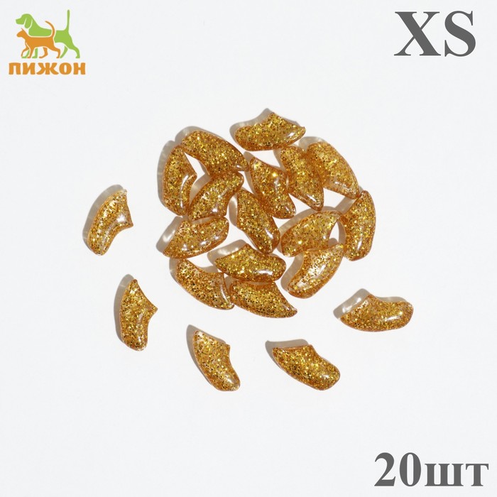 Когти накладные «Антицарапки» (20 шт.), размер XS, золотые с блестками - Фото 1