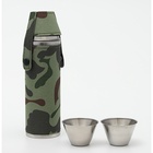 Фляжка Мастер К, 300 мл, 2 стопки 30 мл, в чехле, подарочная, нержавеющая сталь, зелёная 9306674