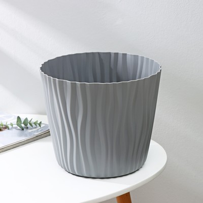 Кашпо для цветов со вставкой «Волна», 8 л, d=25 см, h=21.5 см, цвет серый