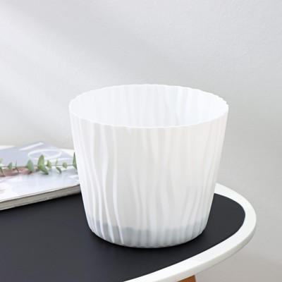 Кашпо для цветов со вставкой «Волна», 4 л, d=20 см, h=17 см, белый