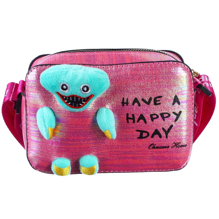 Сумка детская на молнии, 6х11х13 см, регулируемый ремень, розовый МИКС