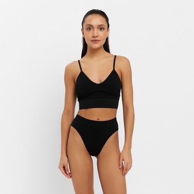 Комплект нижнего белья женский (топ, трусы) Collorista, чёрный, размер 42-44