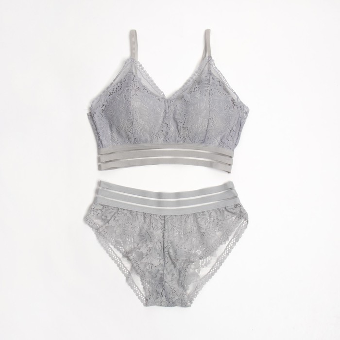 Комплект женский (топ, трусы) цвет серый, размер 42-44 - Фото 1
