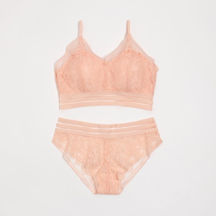 Комплект женский (топ, трусы) цвет бежевый, размер 42-44 - Фото 1