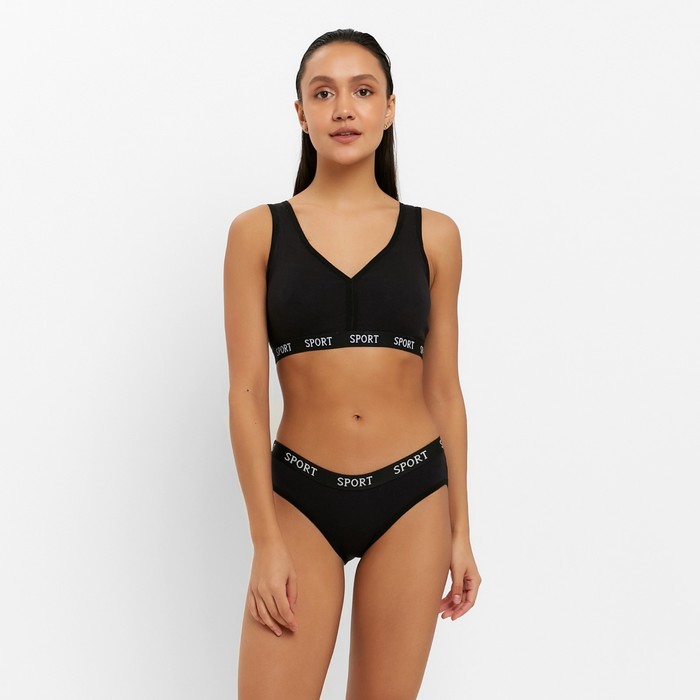 Комплект женский (топ, трусы) цвет чёрный, размер 42-44 - Фото 1