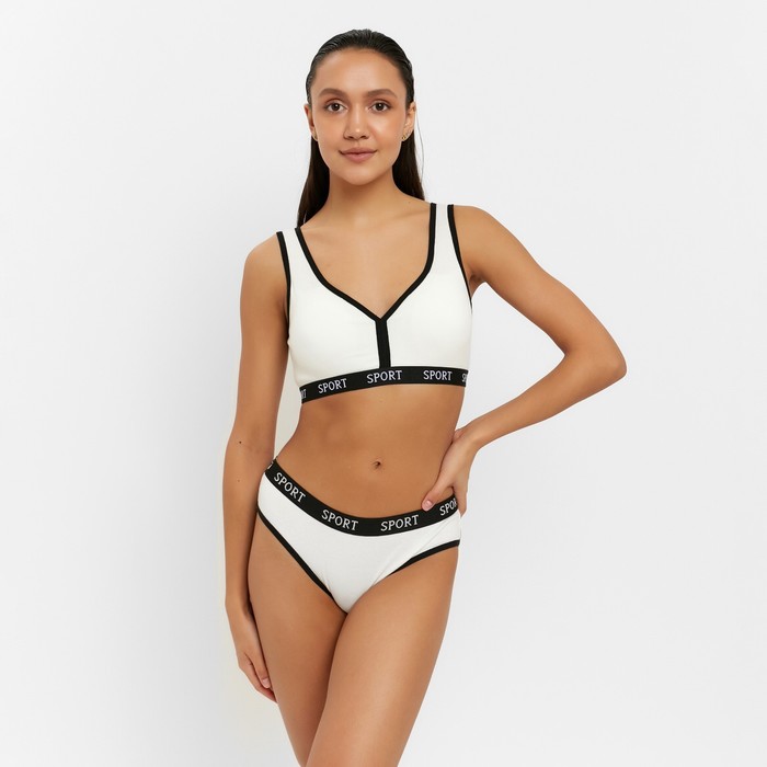 Комплект женский (топ, трусы) цвет белый, размер 42-44 - Фото 1