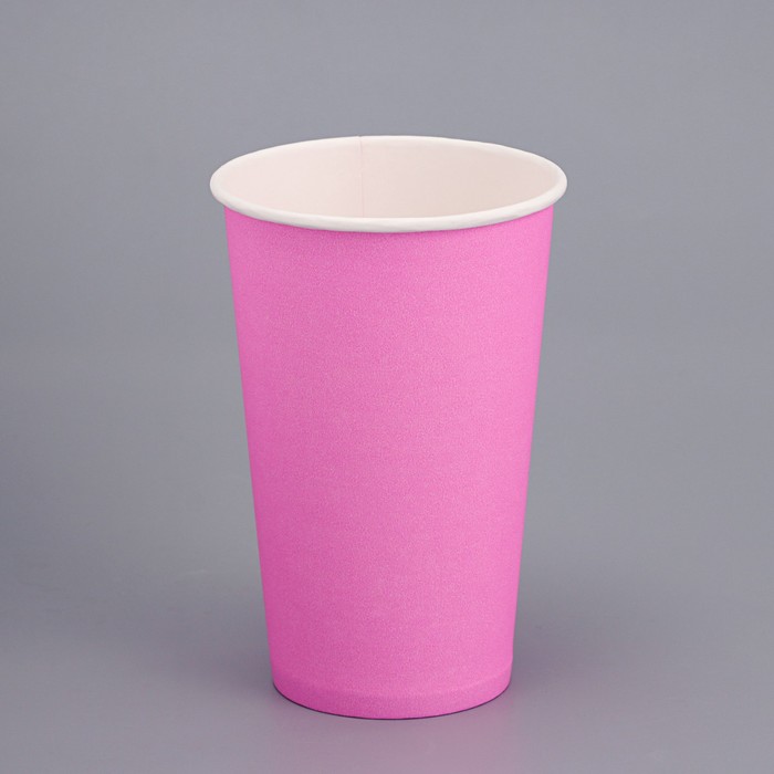 Стакан бумажный "Розовый"  400 мл, диаметр 90 мм - Фото 1