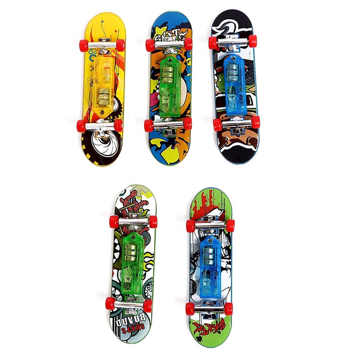 Набор фингербордов «Банда скейтеров», 5 шт., со световыми эффектами, цвет МИКС 59855