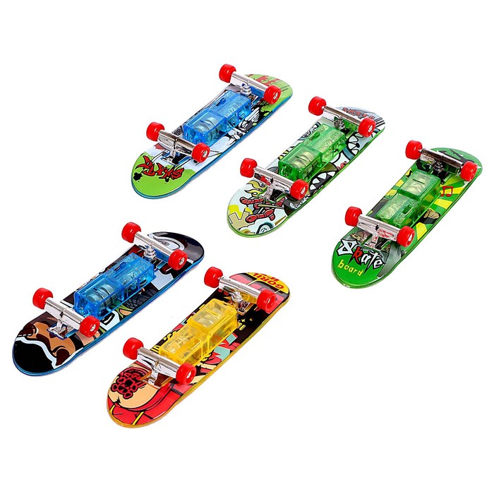 Набор фингербордов «Банда скейтеров», 5 шт., со световыми эффектами, цвет МИКС 59855