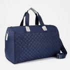 Сумка дорожная на молнии, наружный карман, длинный ремень, держатель для чемодана, цвет синий - фото 10199086