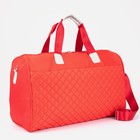 Сумка дорожная на молнии, наружный карман, длинный ремень, держатель для чемодана, цвет красный - Фото 1
