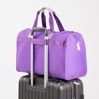 Сумка дорожная на молнии, наружный карман, длинный ремень, держатель для чемодана, цвет сиреневый - Фото 4