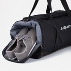 Сумка дорожная на молнии, отдел для обуви, наружный карман, длинный ремень, цвет чёрный - Фото 3