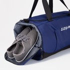Сумка дорожная на молнии, отдел для обуви, наружный карман, длинный ремень, цвет синий - Фото 3