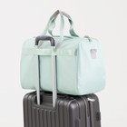 Сумка дорожная на молнии, наружный карман, длинный ремень, держатель для чемодана, цвет мятный - Фото 4
