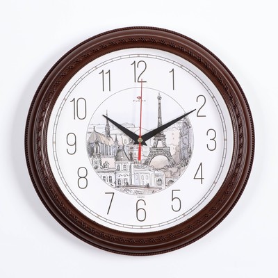 Часы настенные, интерьерные "Эскиз Парижа", d-29 см