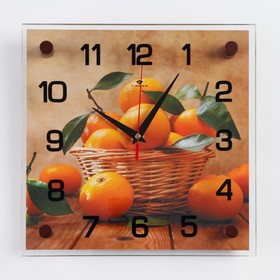 Часы настенные: Кухня, "Мандарины", 25 х 25 см
