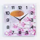 Часы-картина настенные, серия: Кухня, "Чай и сакура", 25 х 25 см - фото 3029447