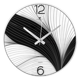 Часы настенные, серия: Интерьер, "Черный лотос", плавный ход, d-39 см