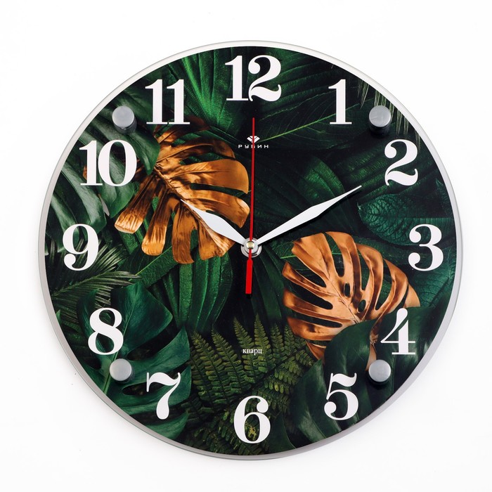 Часы настенные, интерьерные "Листья", d-30 см, бесшумные - Фото 1