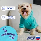 Толстовка Champion для собак (футер), размер M (ДС 26, ОШ 36-38, ОГ 46-50), голубая 9345555 - фото 10199997