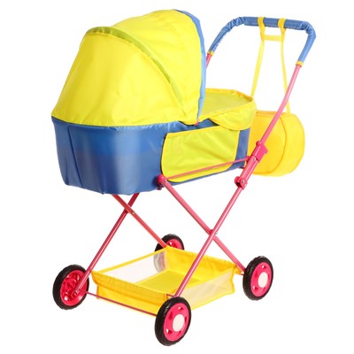 Коляска кукольная №4, цвет сине-жёлтый