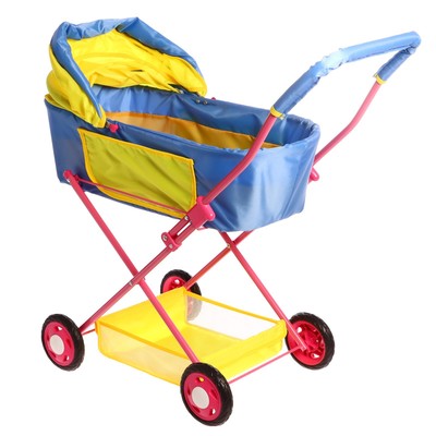 Коляска кукольная №4, цвет сине-жёлтый