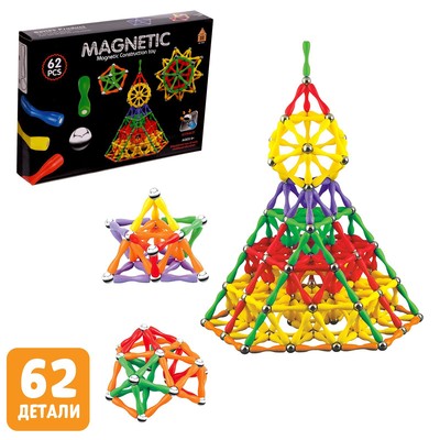 УЦЕНКА Конструктор магнитный, 62 детали, МИКС