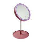 Зеркало косметическое ENERGY EN-758, LED подсветка, d=15 см, 4хААА (не в комплекте), розовое - фото 3032854