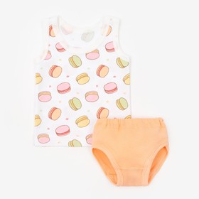 Комплект (майка,трусы) для девочки «Macaron», цвет белый/персик, рост 86 см