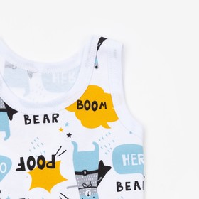 

Комплект (майка,трусы) для мальчика «Bear», цвет белый/голубой, рост 80 см