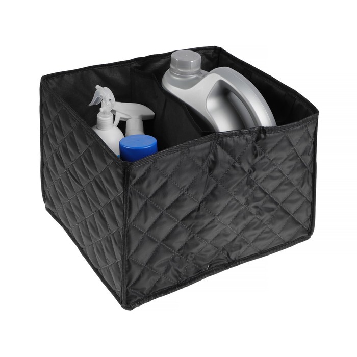 Органайзер в багажник автомобиля, складной, стеганый, оксфорд, 38×31×25 см, черный - Фото 1