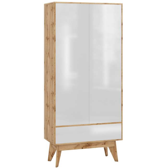 Шкаф 2-х дверный «Хелен 2213.М1», 800 × 500 × 1850 мм, цвет дуб вотан / белый лак - Фото 1
