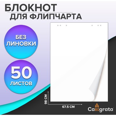 Блокнот для флипчарта, 67.5×98 см, 50 листов белый, 92%, 80 г/м², Calligrata