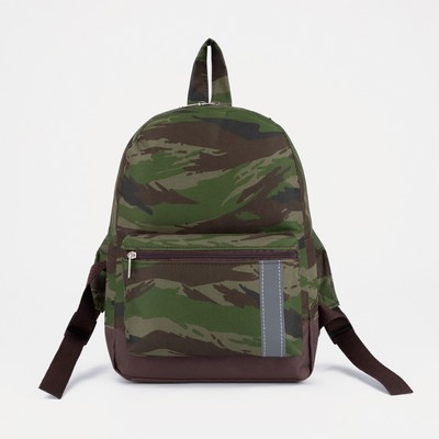 Рюкзак на молнии, наружный карман, светоотражающая полоса, цвет хаки/камуфляж