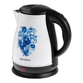 

Чайник электрический "Матрёна" MA-003, металл, 1.7 л, 1500 Вт, бело-чёрный с рисунком "Гжель"