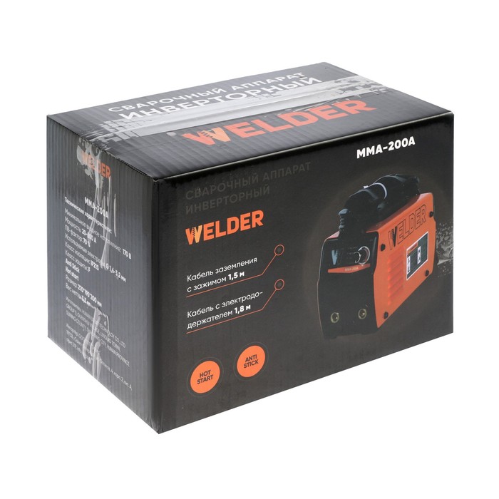 Сварочный аппарат Welder MMA-200A, 4.4 кВт, 20-200 А, 1.6-3.2 мм, 2 кабеля, плечевой ремень - фото 18561954 Сварочный аппарат Welder MMA-200A, 4.4 кВт, 20-200 А, 1.6-3.2 мм, 2 кабеля, плечевой ремень - фото 18561954