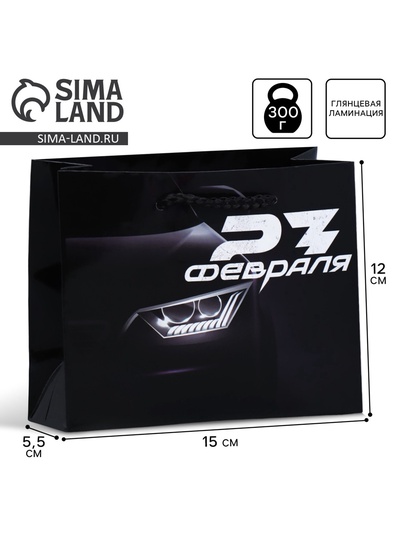 Пакет подарочный ламинированный, упаковка, «С 23 февраля», S 12×15×5.5 см