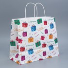 Пакет подарочный крафтовый, упаковка, «Подарки», 32 х 28 х 15 см (комплект 2 шт) - фото 23090254