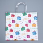 Пакет подарочный крафтовый, упаковка, «Подарки», 32 х 28 х 15 см (комплект 2 шт) - фото 23090256