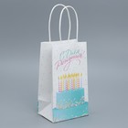 Пакет подарочный крафтовый, упаковка, «С Днем рождения!», 12 х 21 х 9 см - фото 319230136
