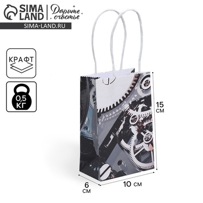 Пакет подарочный крафтовый, упаковка, Present, 15×10×6 см