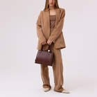 Сумка женская El Masta на молнии, наружный карман, длинный ремень, кофейный - фото 24550343