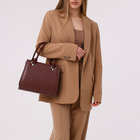 Сумка женская El Masta на молнии, наружный карман, длинный ремень, кофейный - фото 24550344