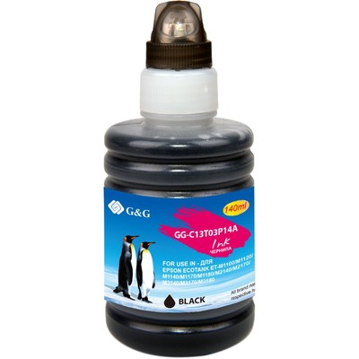 Чернила G&G GG-C13T03P14A 110BK, чёрные, для Epson M1100/M1120/M1140/M1170/M1180, 140 мл