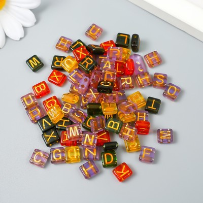 Набор бусин для рукоделия и плетения «Арт Узор. Золотые английские буквы», пластик, прозрачные, 20 г, 0.4×0.8×0.8 см