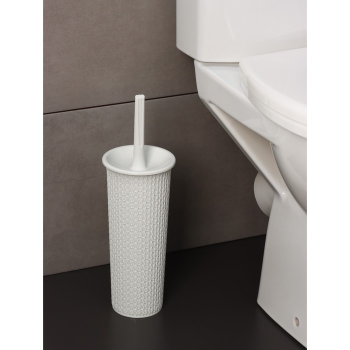 Комплект для туалета: ёршик с подставкой Velvet, d=11,5 см, h=36,5 см, цвет светло-серый - Фото 1